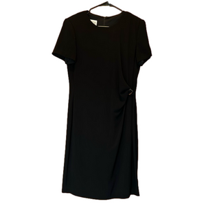 David Warren Knee Length Black Wrap Short Sleeve Dress Size 12